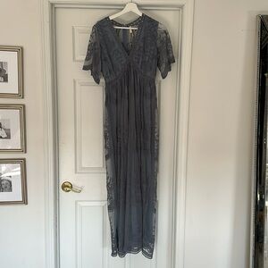 Pink Blush blue lace gown size small NwT